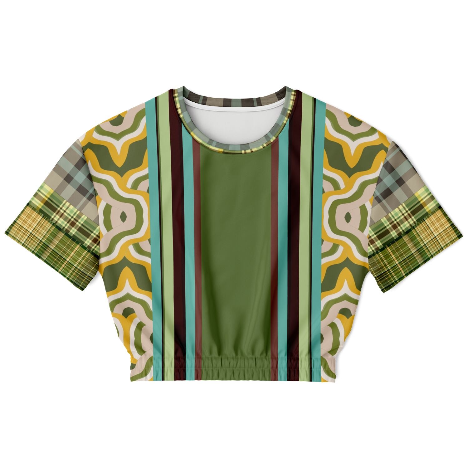 Rolling Green Short Sleeve Cropped Eco-Poly Sweater