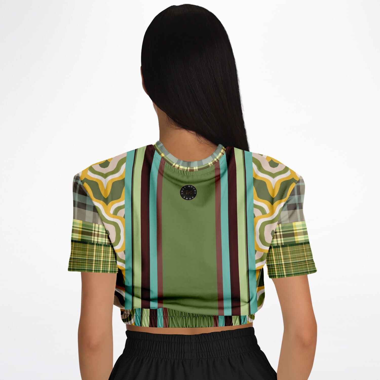 Rolling Green Short Sleeve Cropped Eco-Poly Sweater