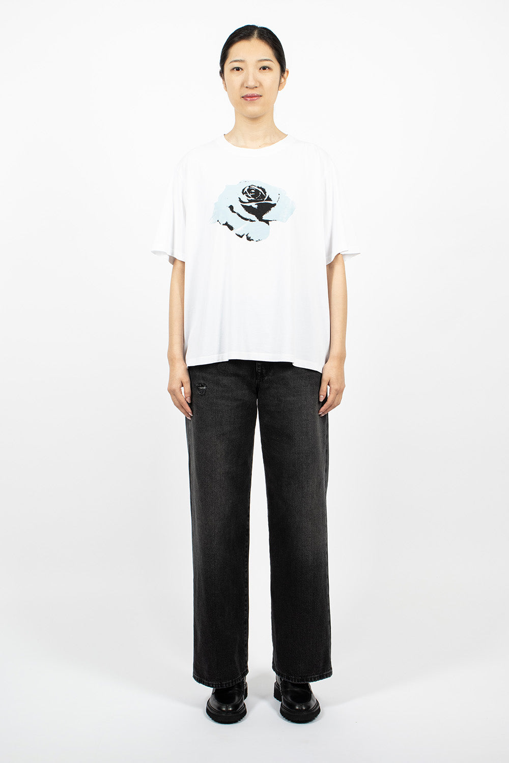 Rose Graphic Oversized T-Shirt White