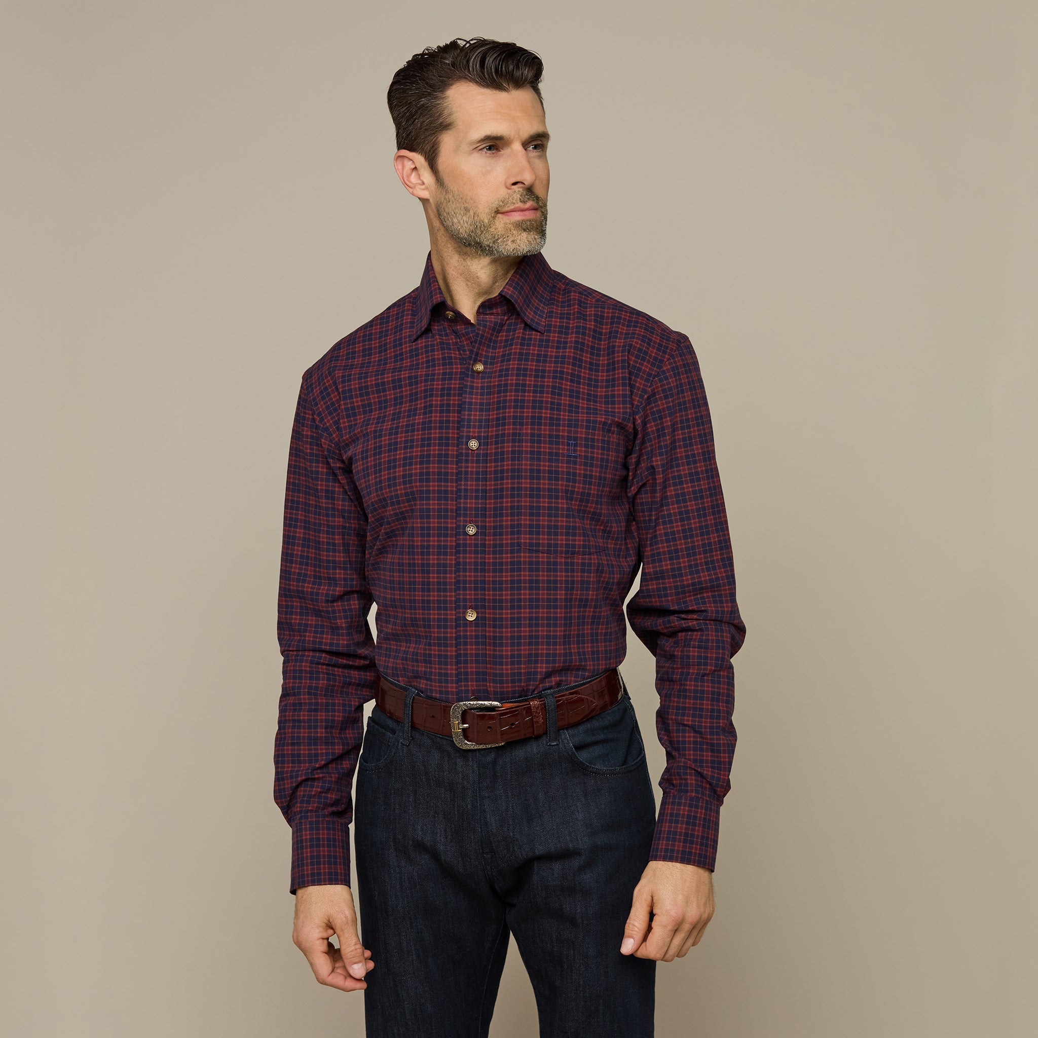 San Antonio :: Navy & Maroon Mini Plaid