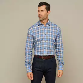 San Antonio :: Tencel Cornflower Blue And Khaki Check