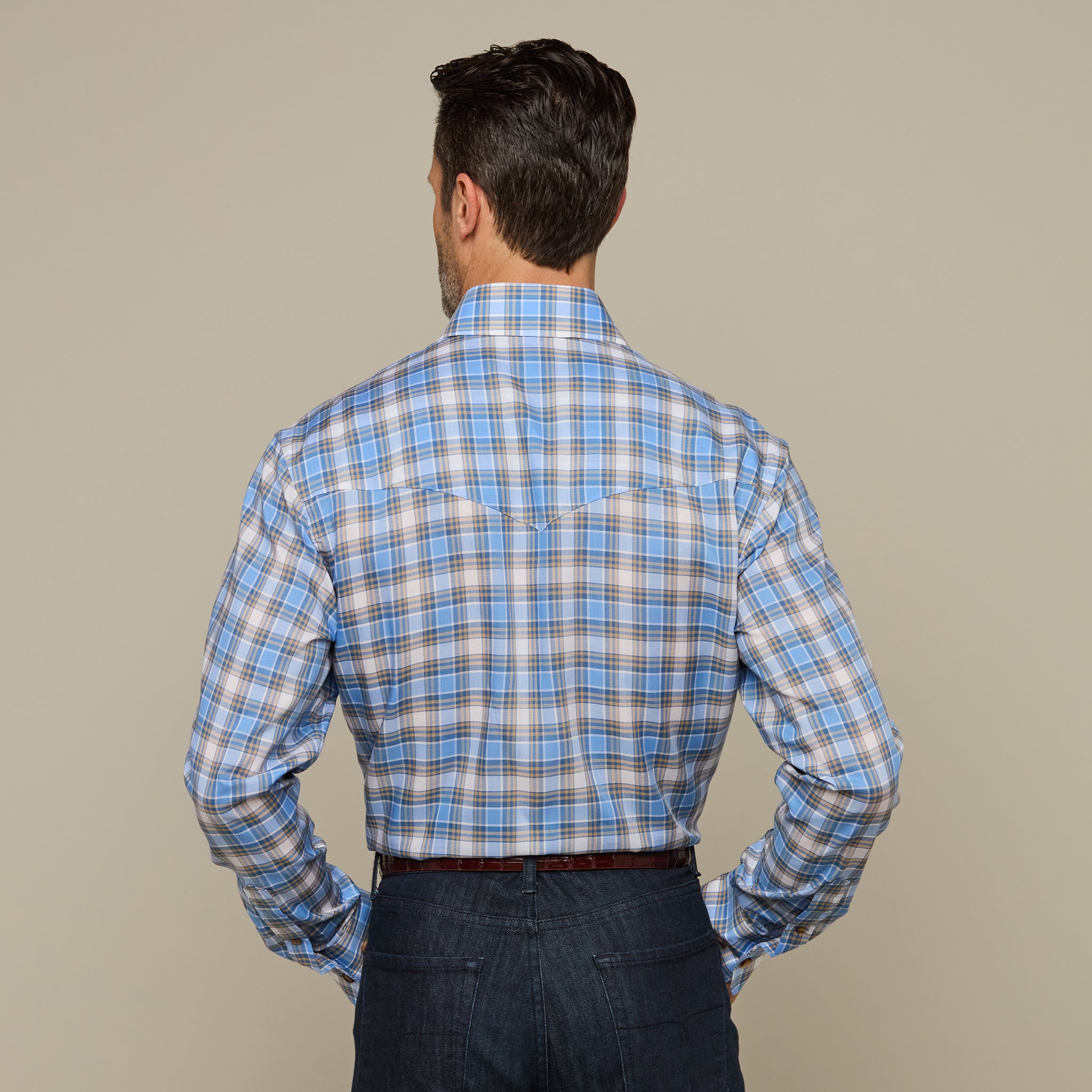 San Antonio :: Tencel Cornflower Blue And Khaki Check