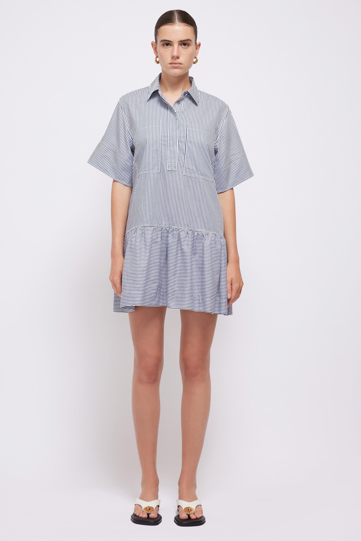 Simkhai Cris Shirt Dress in Midnight Stripe