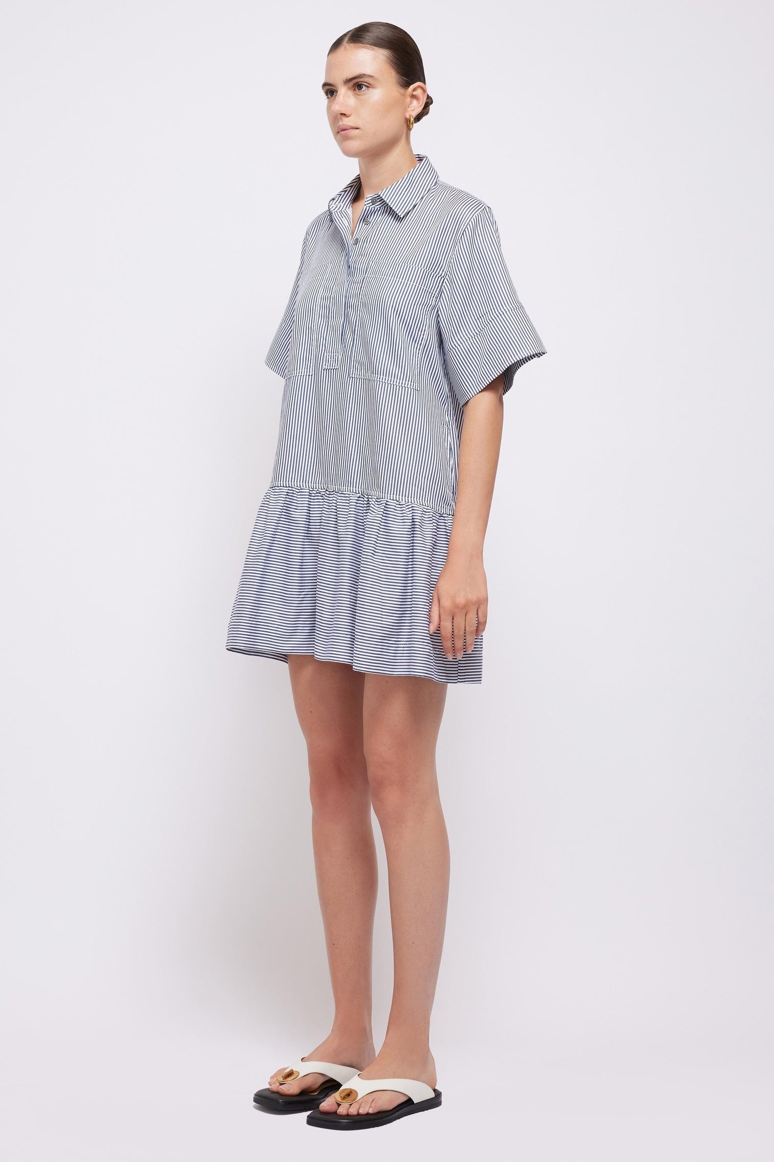 Simkhai Cris Shirt Dress in Midnight Stripe