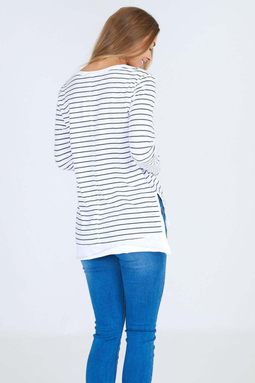 Strumpet Long Sleeve Tee - White  Stripe