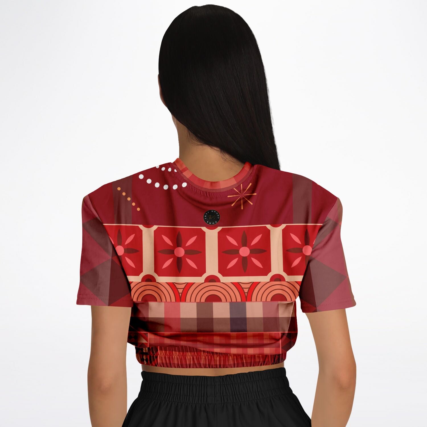 Toscana Red Short Sleeve Cropped Eco-Poly Sweater