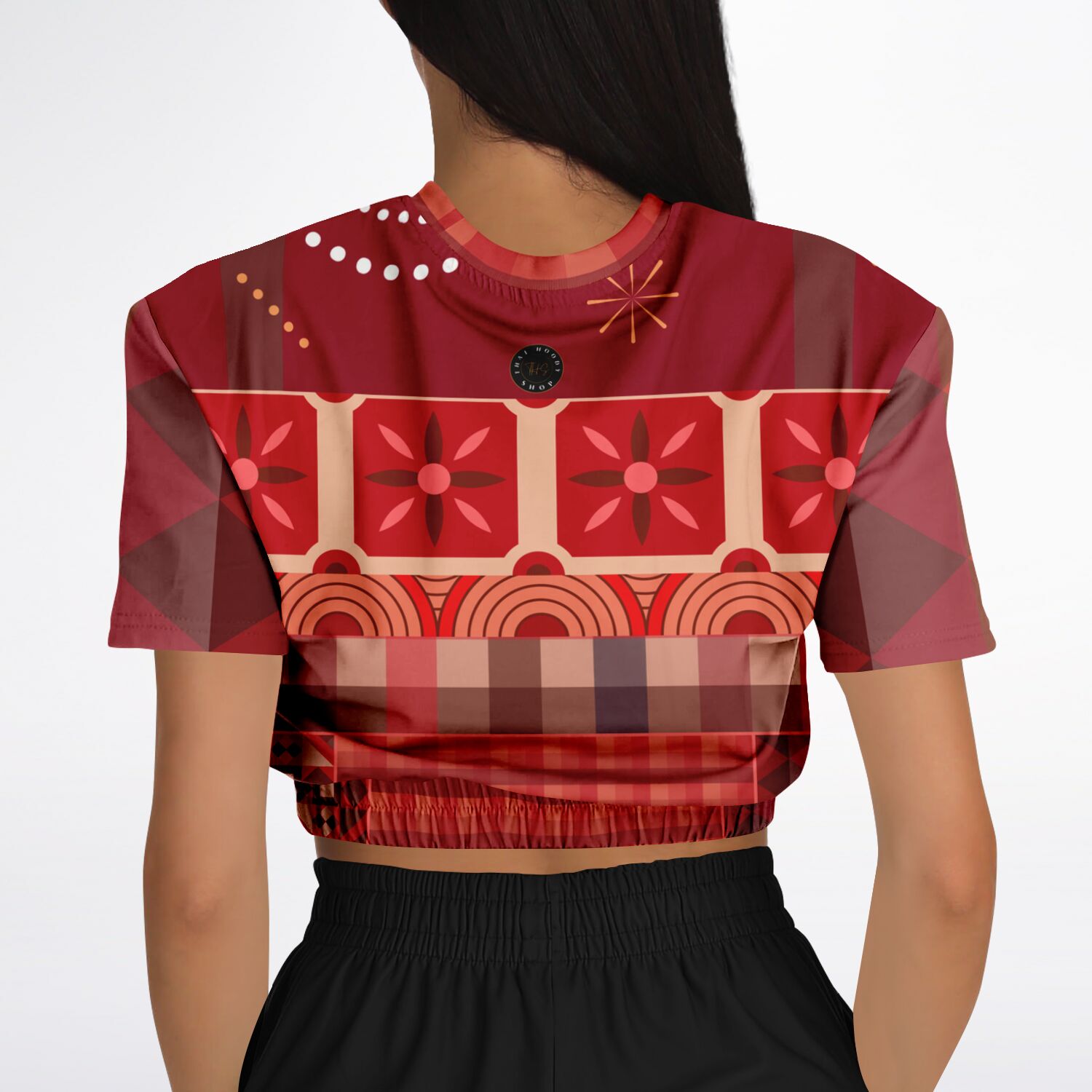 Toscana Red Short Sleeve Cropped Eco-Poly Sweater