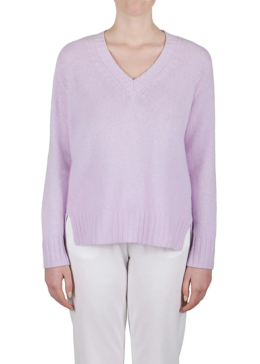 V-Neck Cashmere Sweater - Lilac