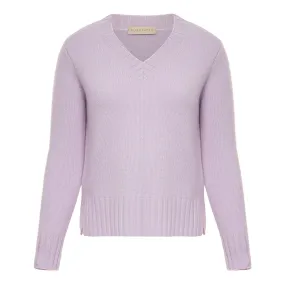 V-Neck Cashmere Sweater - Lilac