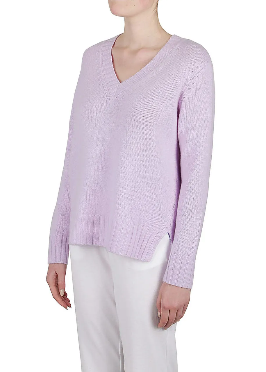 V-Neck Cashmere Sweater - Lilac