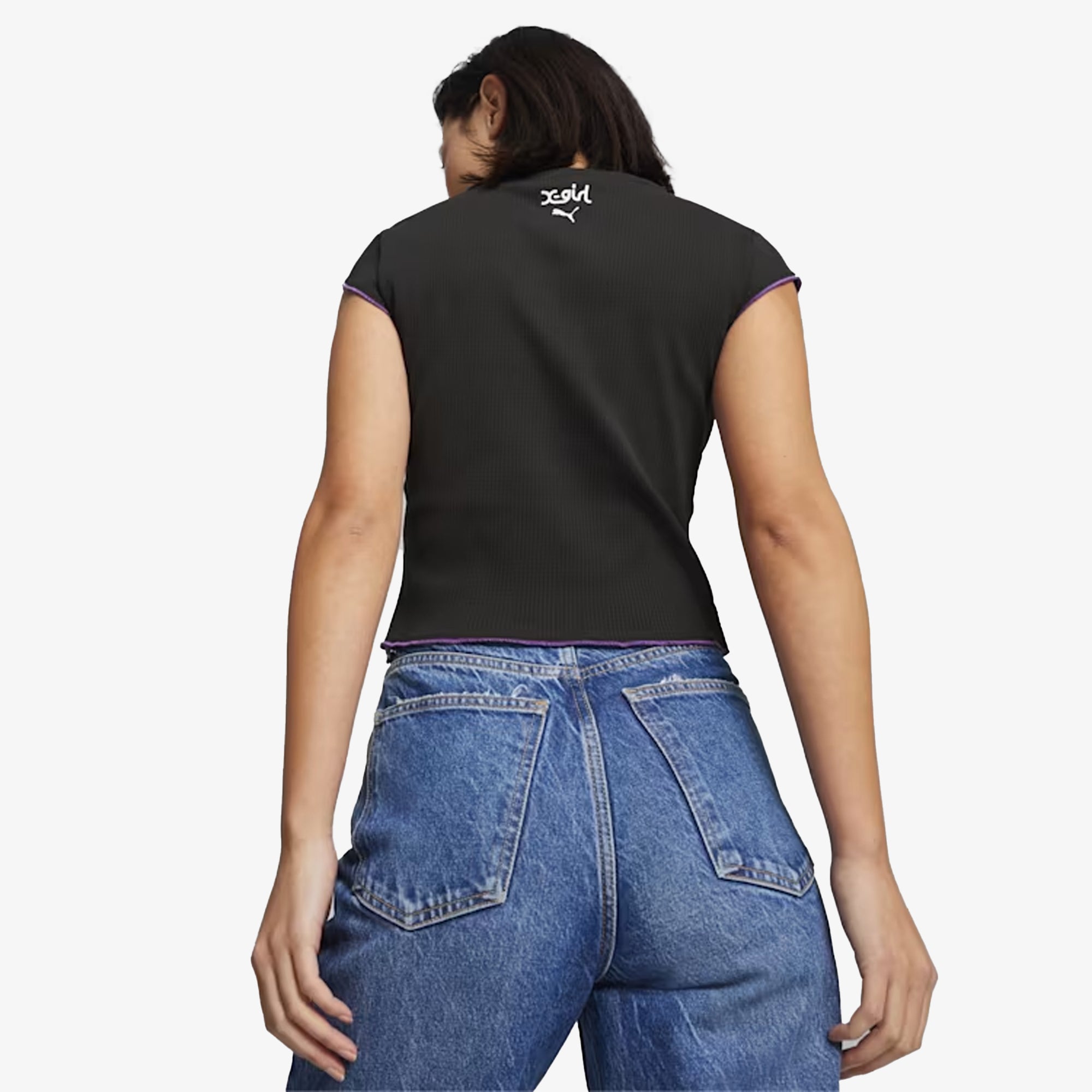 WMN'S x X-GIRL RIBBED SLIM FIT TEE 'BLACK'