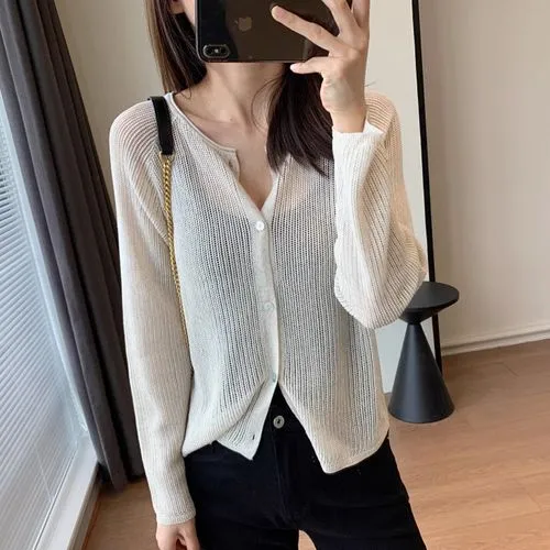 Women's Cardigan Long Sleeve Blouses Vacation Solid Color