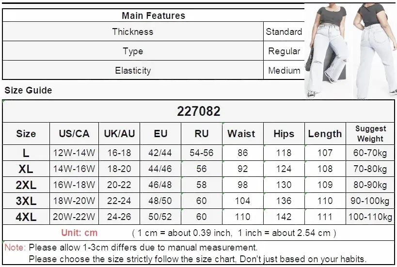 Women's Casual Ripped High Waist Loose Fit Streetwear Wide Leg Jeans