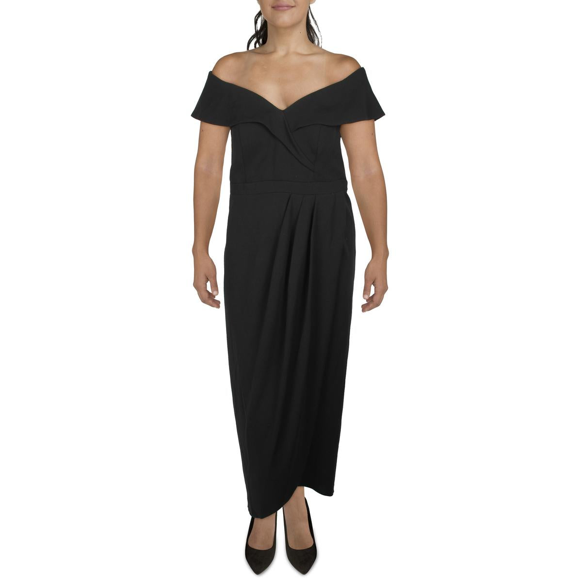 Xscape Womens Plus Off-The-Shoulder Maxi Evening Dress