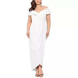 Xscape Womens Plus Off-The-Shoulder Maxi Evening Dress