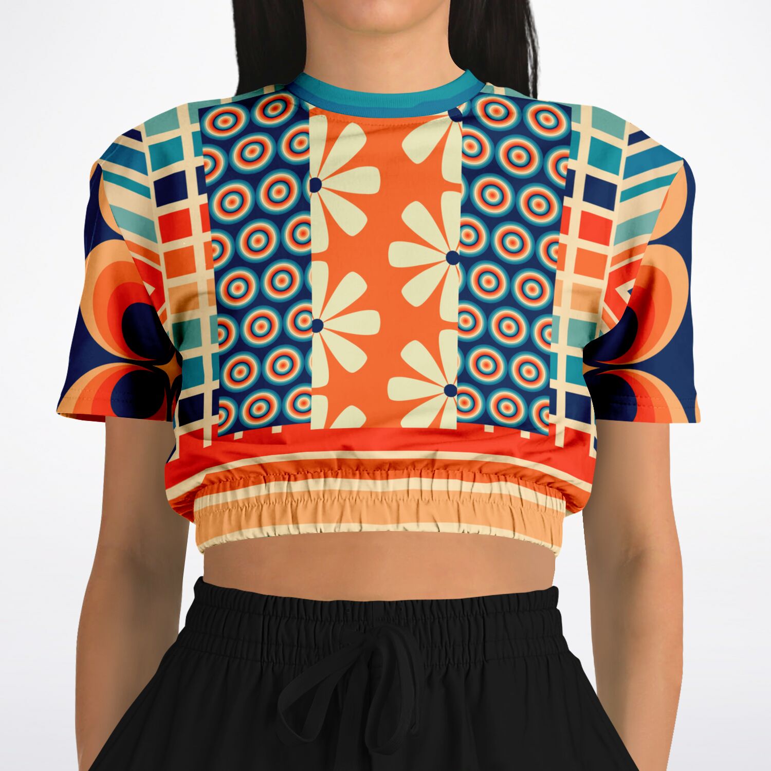 Ziggy Out Retro Short Sleeve Cropped Eco-Poly Sweater